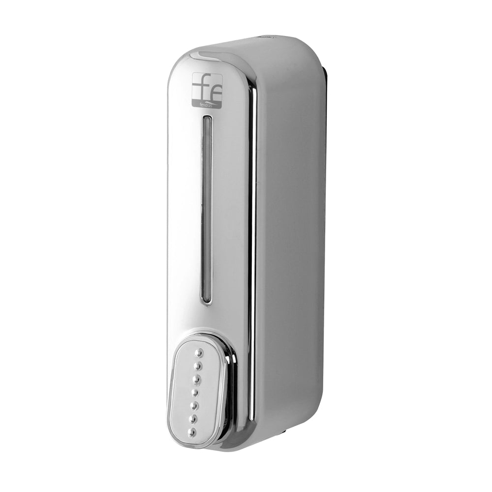Dispenser sapone liquido a muro cromo da 350 ml con fissaggi inclusi