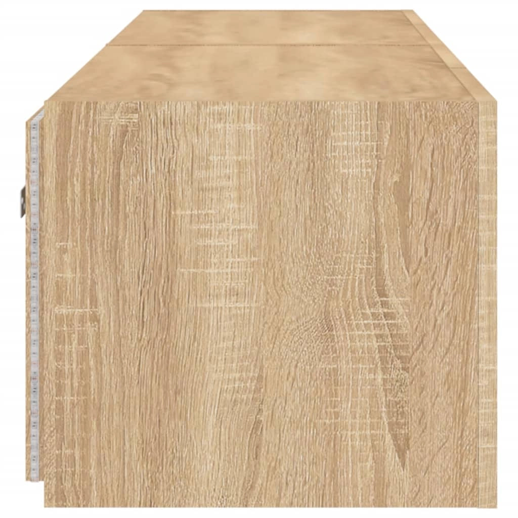 Mobile TV multimediale da parete mensola TV mobile TV sala da pranzo soggiorno camera da letto luci LED 2 pezzi rovere Sonoma 80 x 35 x 31 cm marrone 02_0029182