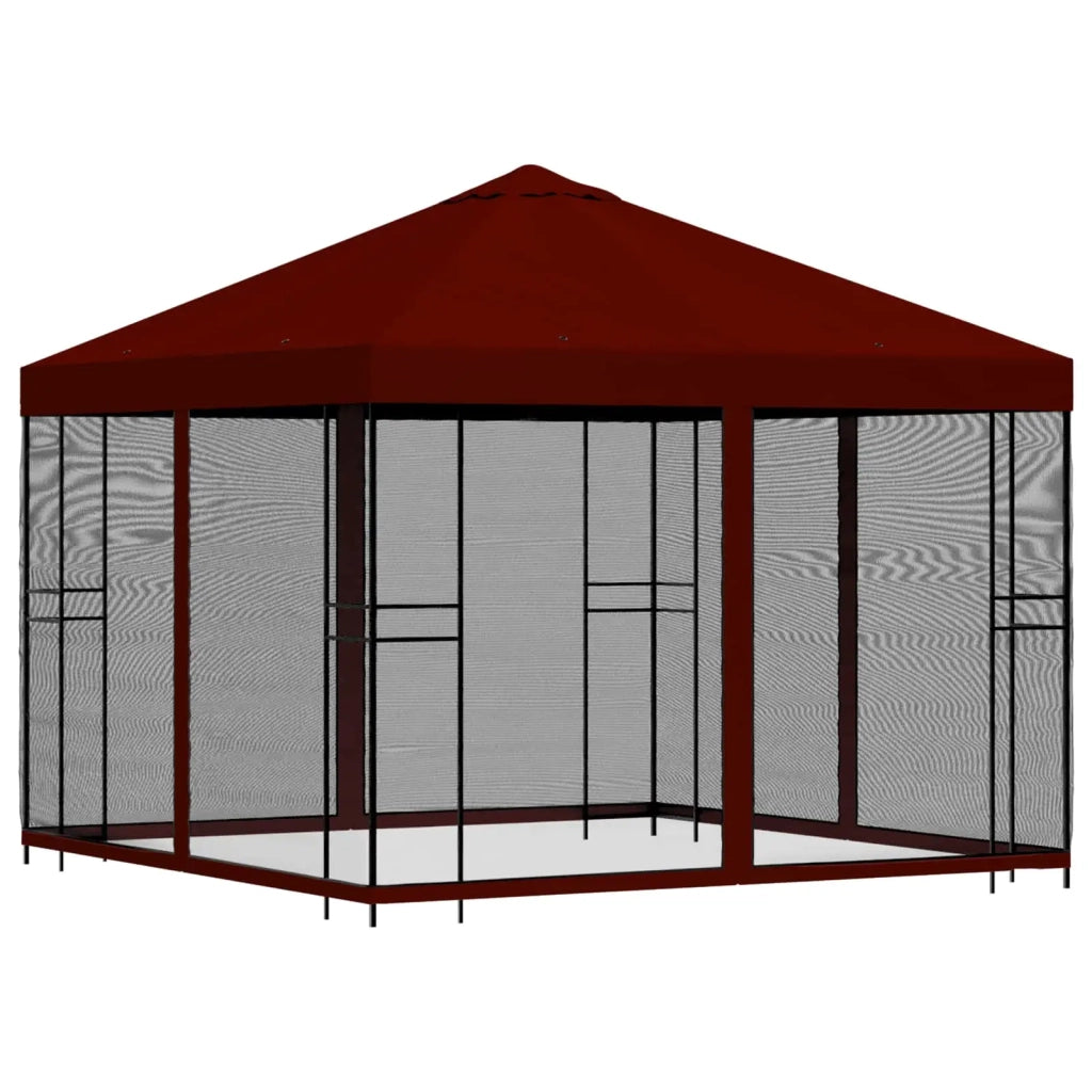 Gazebo da giardino con pareti laterali 3 x 3 m Borgogna 900347