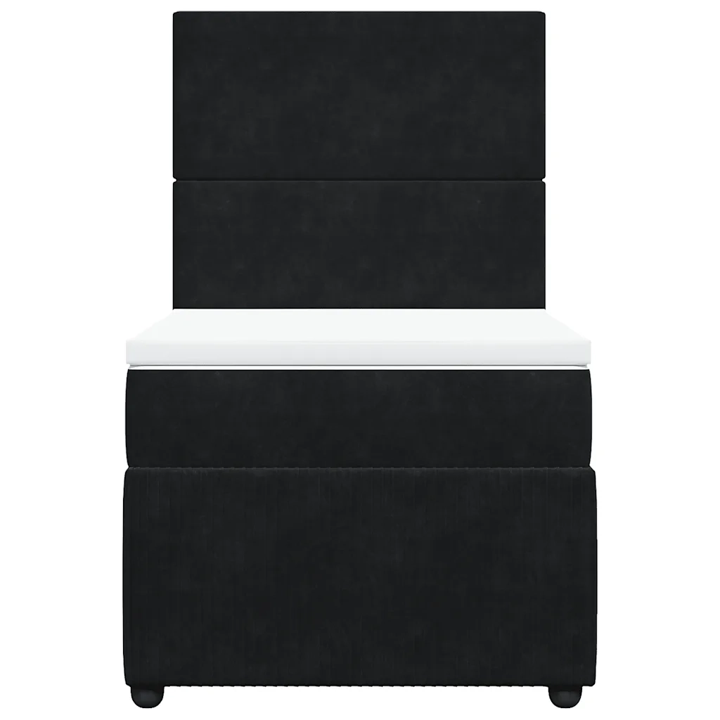 Giroletto a Molle con Materasso Nero 80x200 cm in Velluto