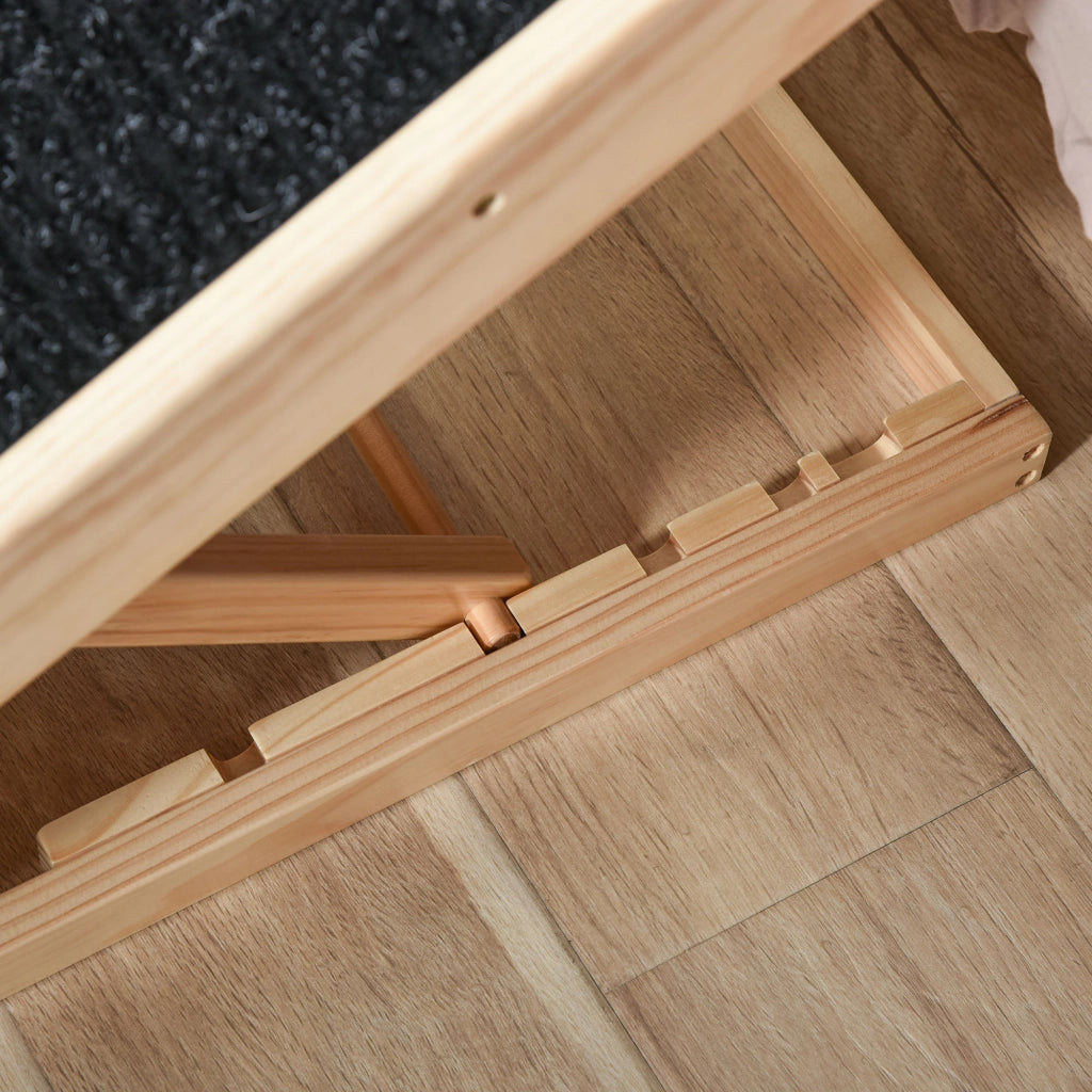 Rampa per animali pieghevole e regolabile in altezza con superficie antiscivolo in legno di pino nero 90 × 40 × 61 cm