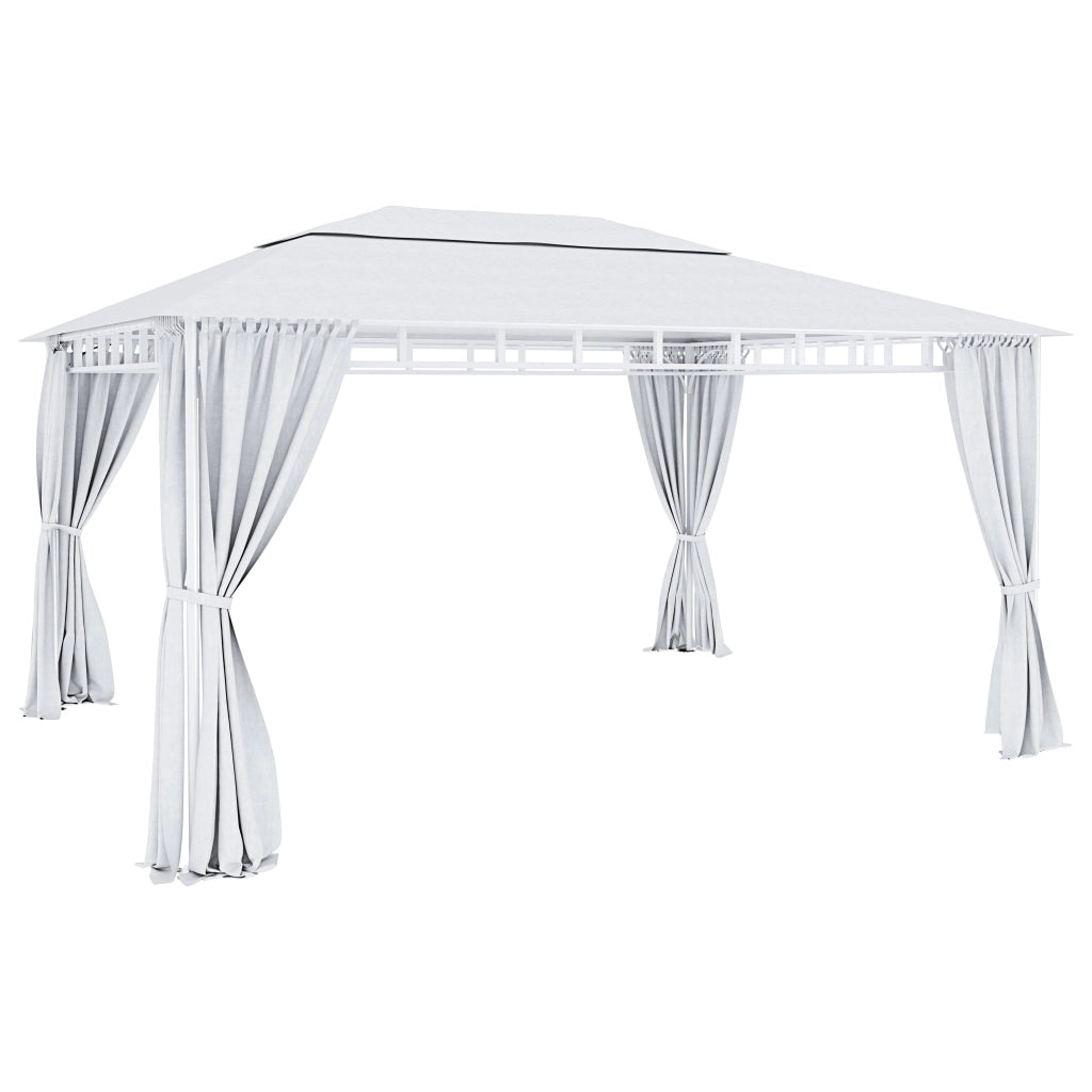 Gazebo Da Giardino 3 x 4 M Con Tende Laterali Richiudibili Struttura In Acciaio Bianco Robusto Copertura Impermeabile 180 g/m² Con 4 Teli Laterali Esterno Giardino Piscina Ombreggiante Privacy Bianco