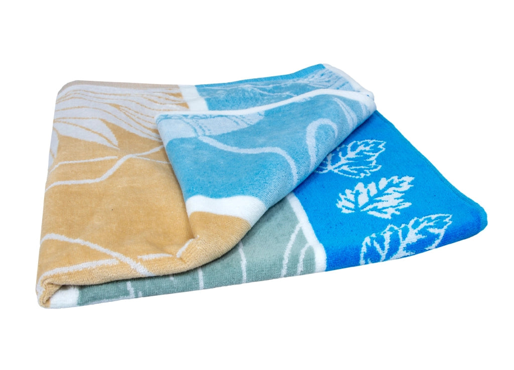 Telo Mare Jacquard Spugna Asciugamano Spiaggia Disegno Flamingo Family - Telo Mare - Blu