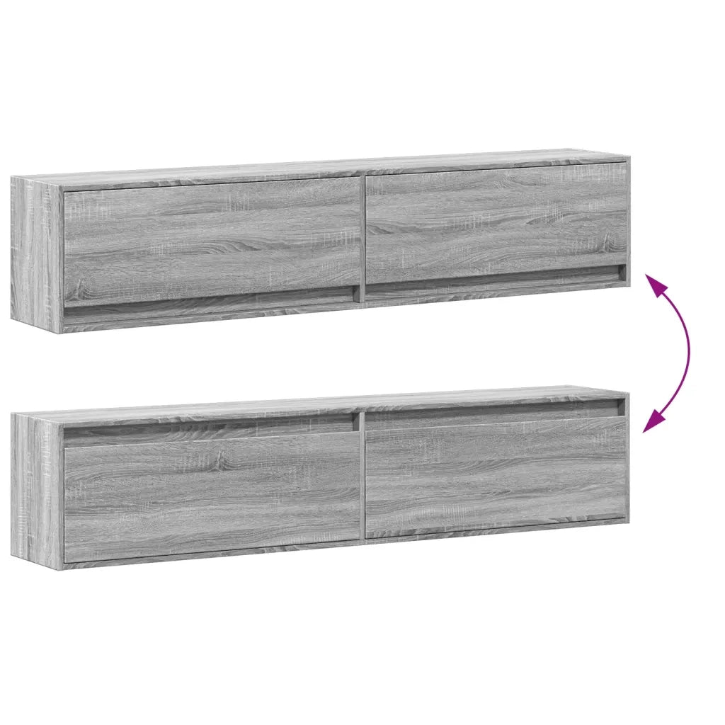 vidaXL Mobile TV a Parete con LED Grigio Sonoma 180x31x38 cm