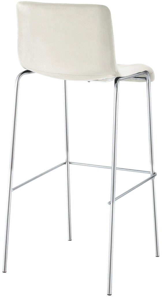 Sgabello Hover Velluto Base a Quattro Gambe Cromata crema