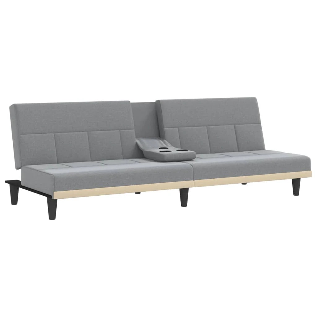 Divano letto con portabicchieri 200 x 89 x 70 cm tessuto grigio chiaro 02_0019844