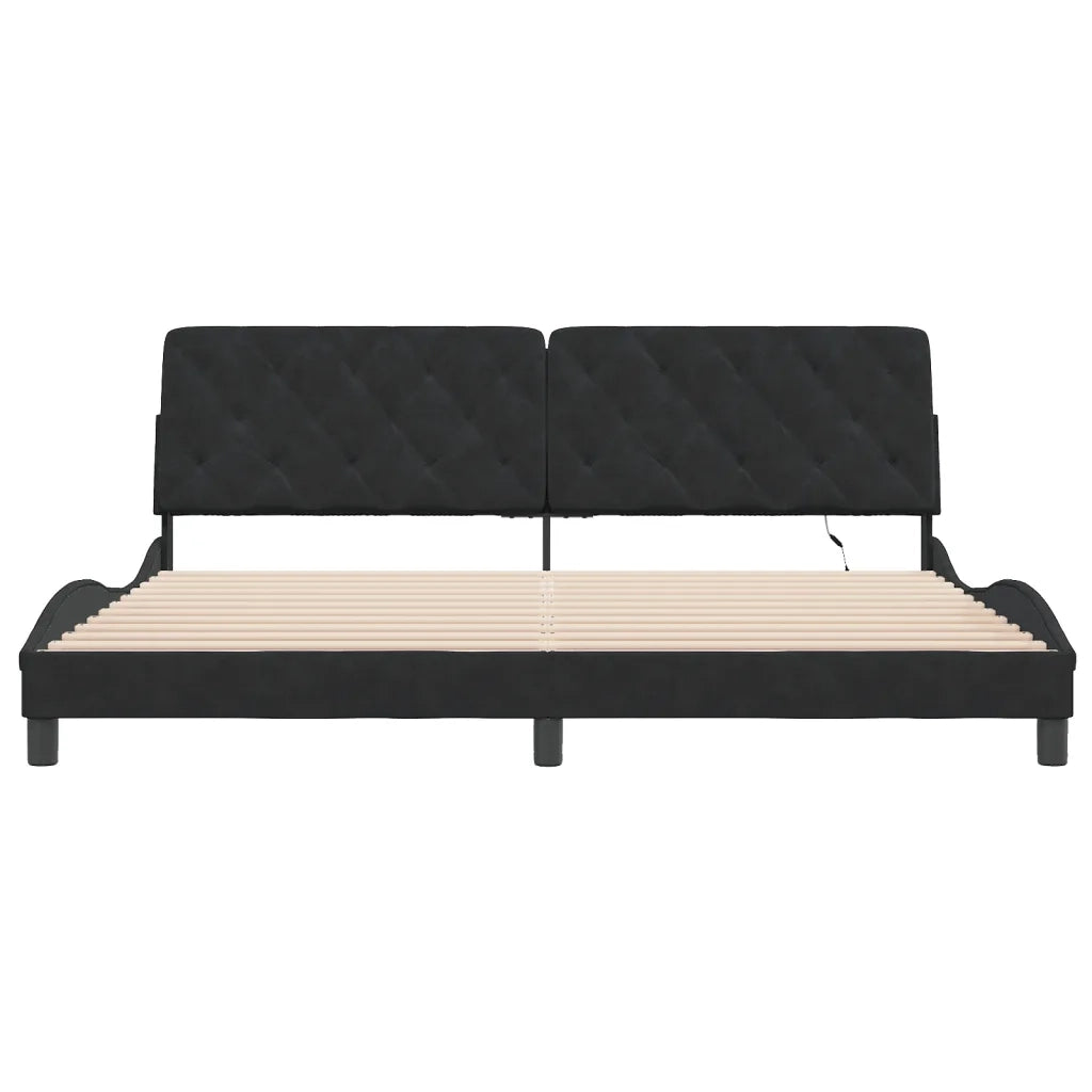 Giroletto con Luci LED Nero 200x200 cm in Velluto