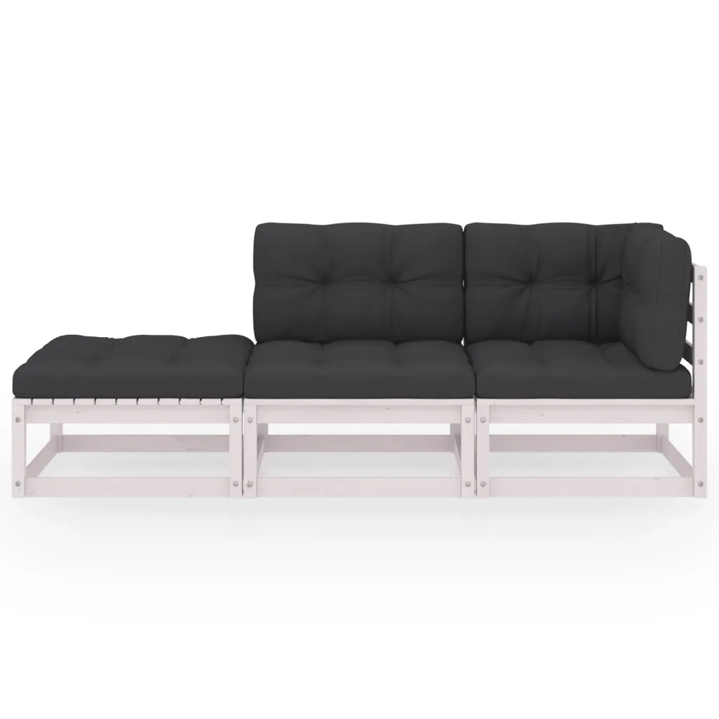 Set Divani da Giardino 3 pz | Set Salotto da Giardino con Cuscini Legno Massello di Pino