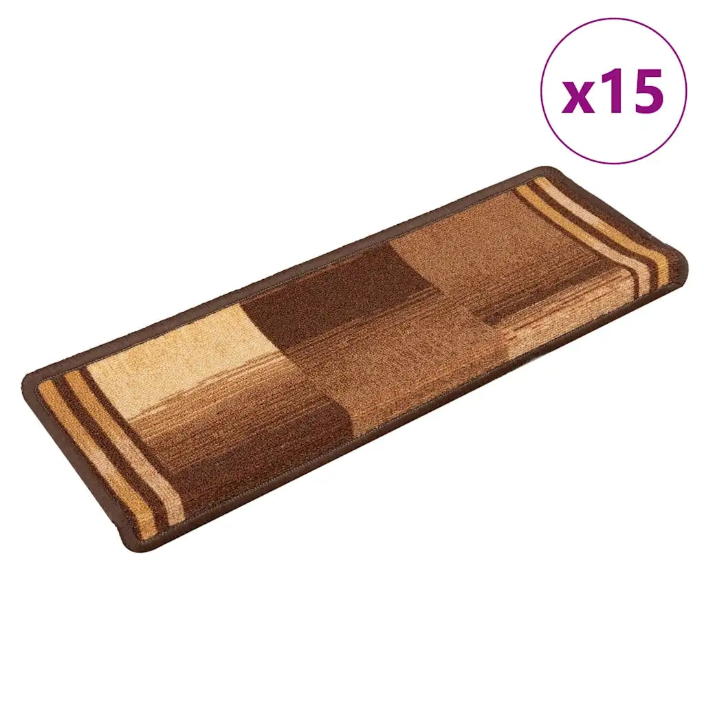 Tappetini Autoadesivi per Scale 15 pz 65x25 cm Marroni cod mxl 68250