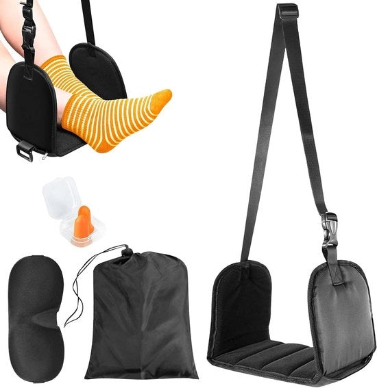 sostegno per piedi da viaggio con occhialino e tasca di stoccaggio