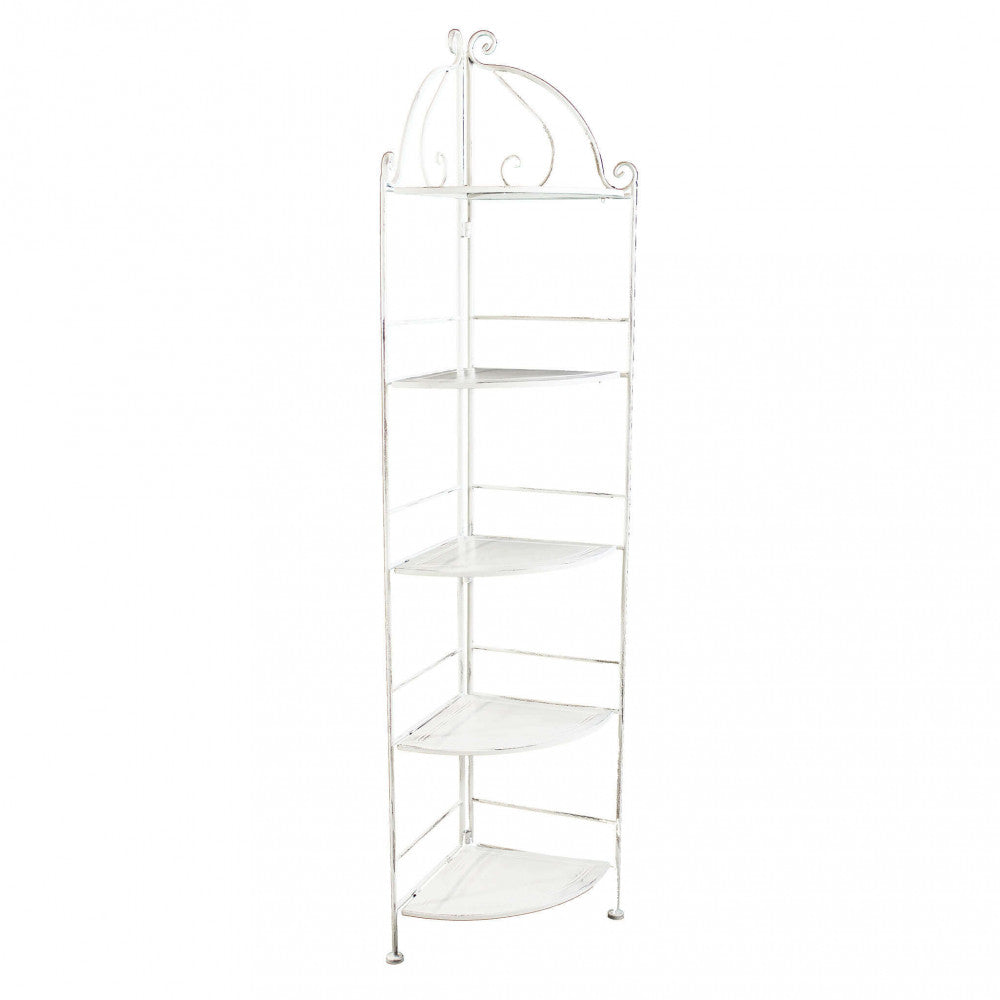 Portapiante Arianne 5 Piani Ad Angolo 50x35x175 h cm in Acciaio Bianco