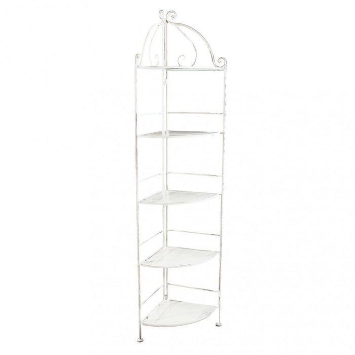 Portapiante Arianne 5 Piani Ad Angolo 50x35x175 h cm in Acciaio Bianco