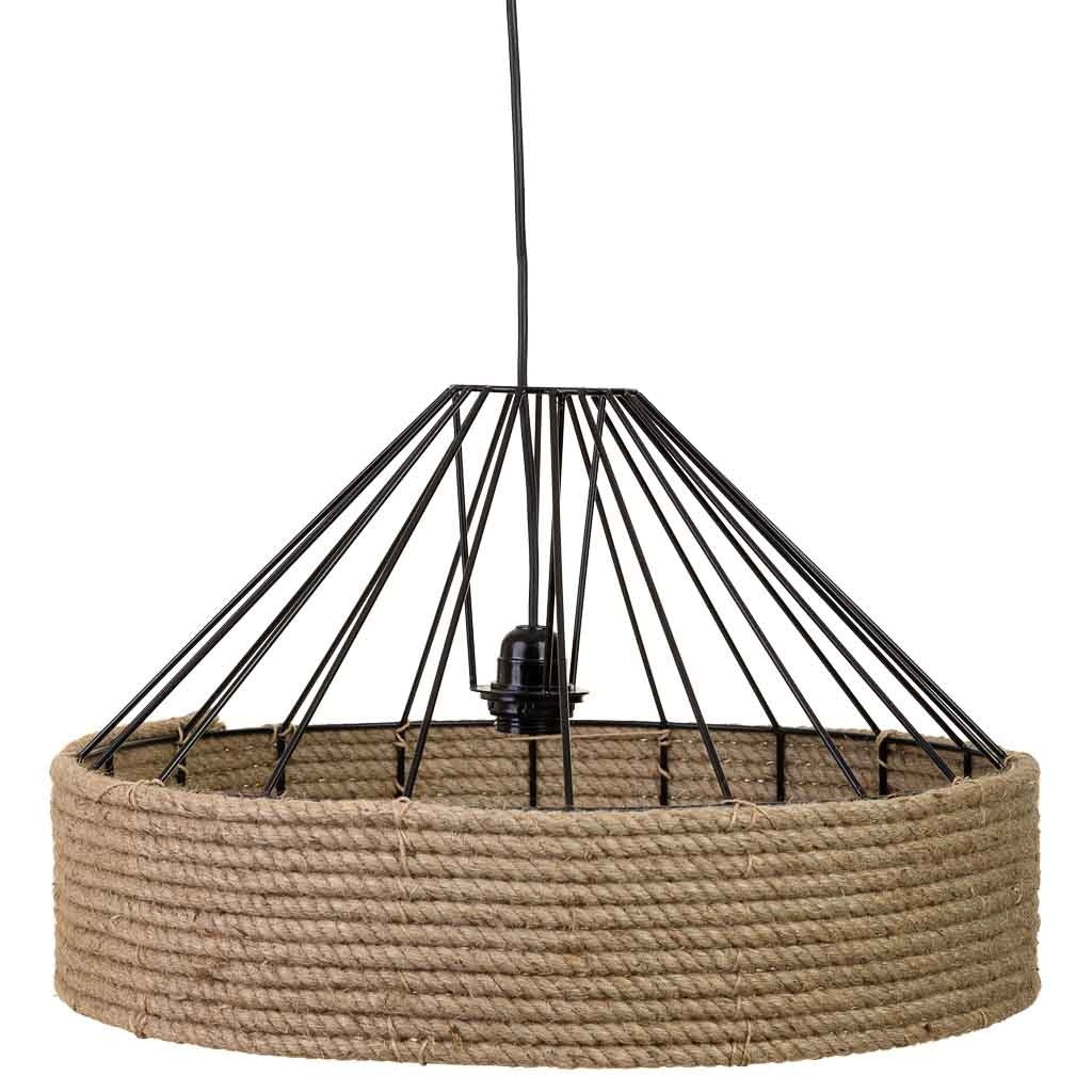 Lampada soffitto corda e metallo marrone 52x52x35h cm