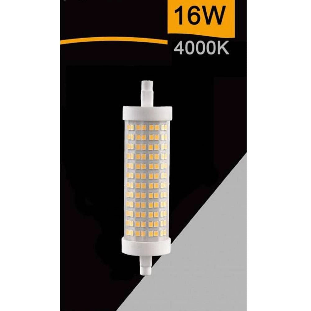 Trade Shop - Lampadina Led Smd R7s L118 16w Tubolare Luce 3000k 4000k 6500k Sparac-r7s-16w-001 - -bianco Naturale      -