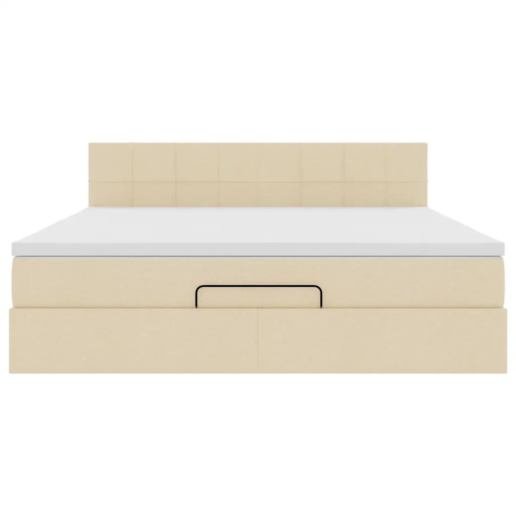 vidaXL Struttura Letto Pouf con Materasso Crema 160x200 cm in Tessuto