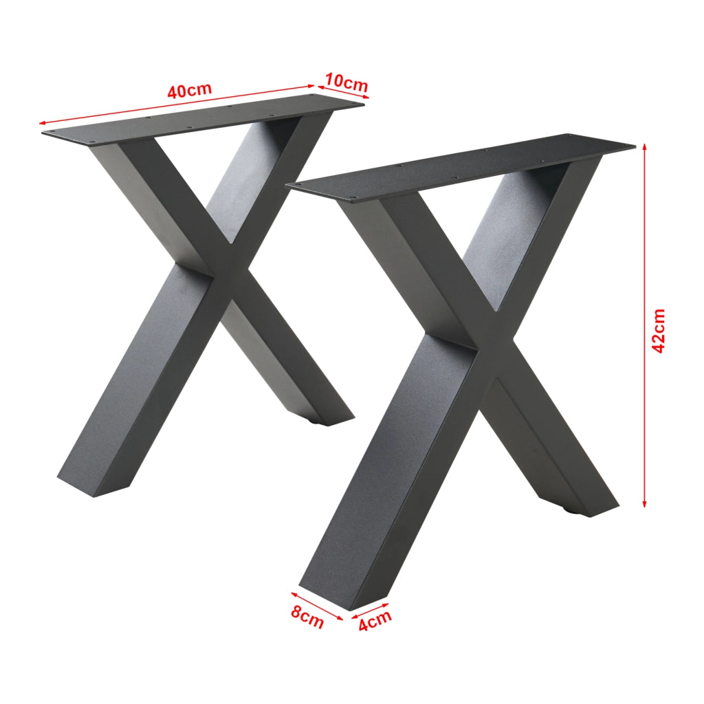 Set di 2 Gambe a Forma di X Maribo per Mobili 'Fai da Te' - Altezza 42 cm - Acciaio Nero [en.casa]