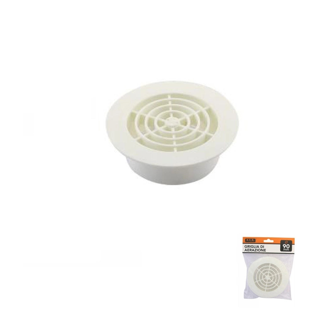 GRIGLIA AERAZIONE 90MM TONDA PLASTICA BIANCA VENTILAZIONE CASA 71398