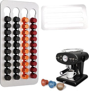 Sostegno per capsule da caffè, 40 capsule, caffè per sostegno capsule, 41 x 22 cm, supporto per conservazione capsule da caffè in acciaio inossidabile, per fissaggio a parete senza chiodi.