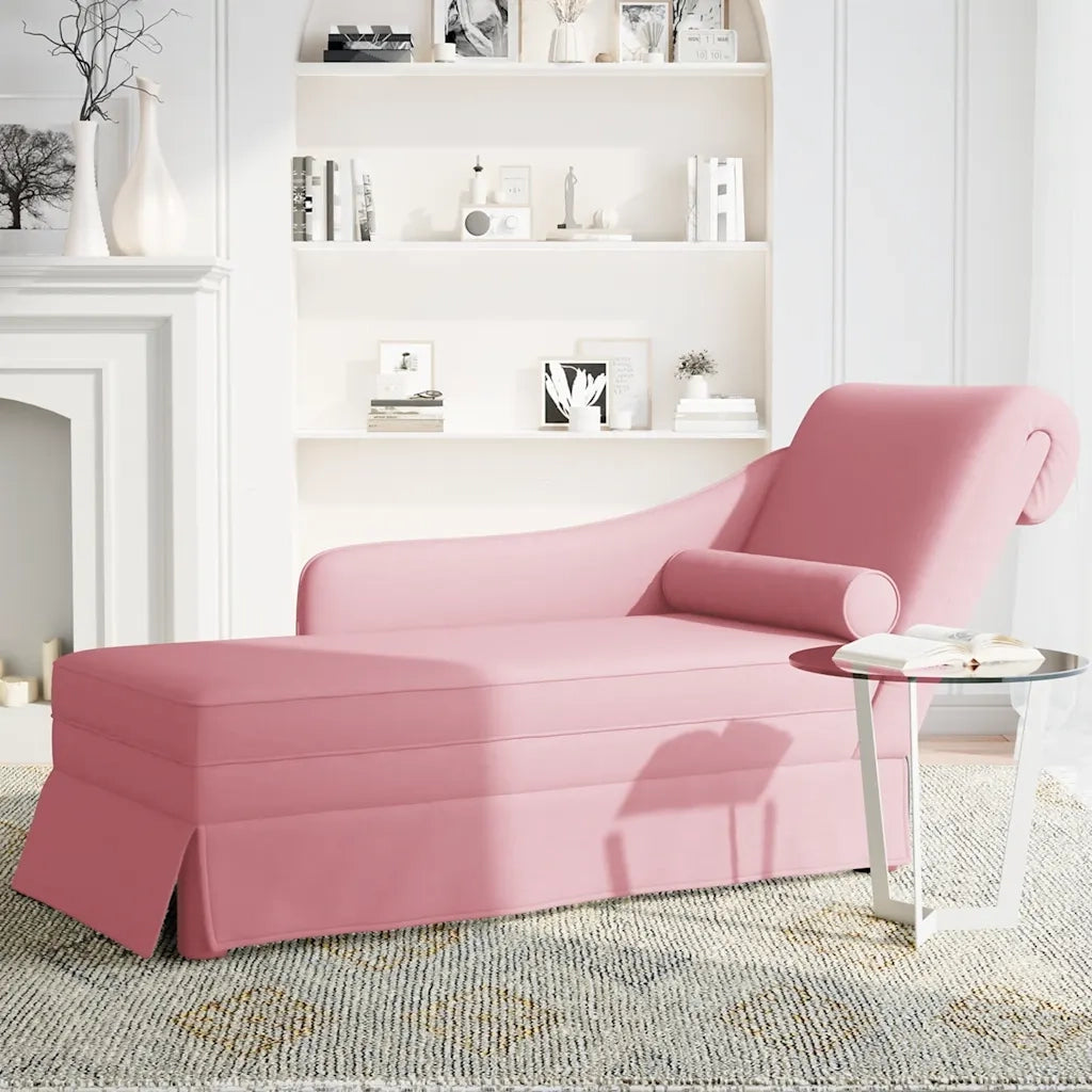 vidaXL Sdraio con Capezzale e Bracciolo Destro in Velluto Rosa