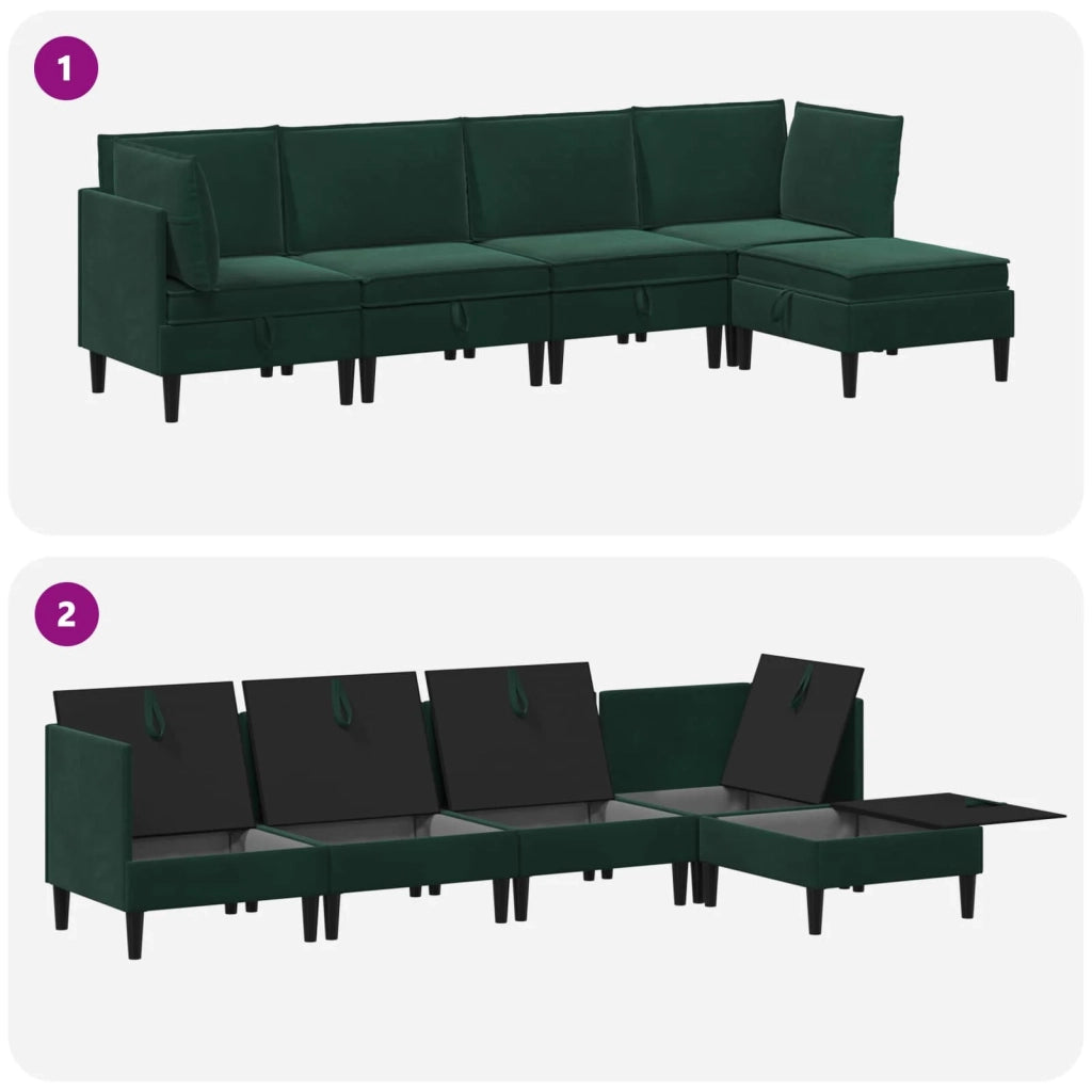 Set di mobili per il soggiorno 5 pcs Verde Scuro Velluto