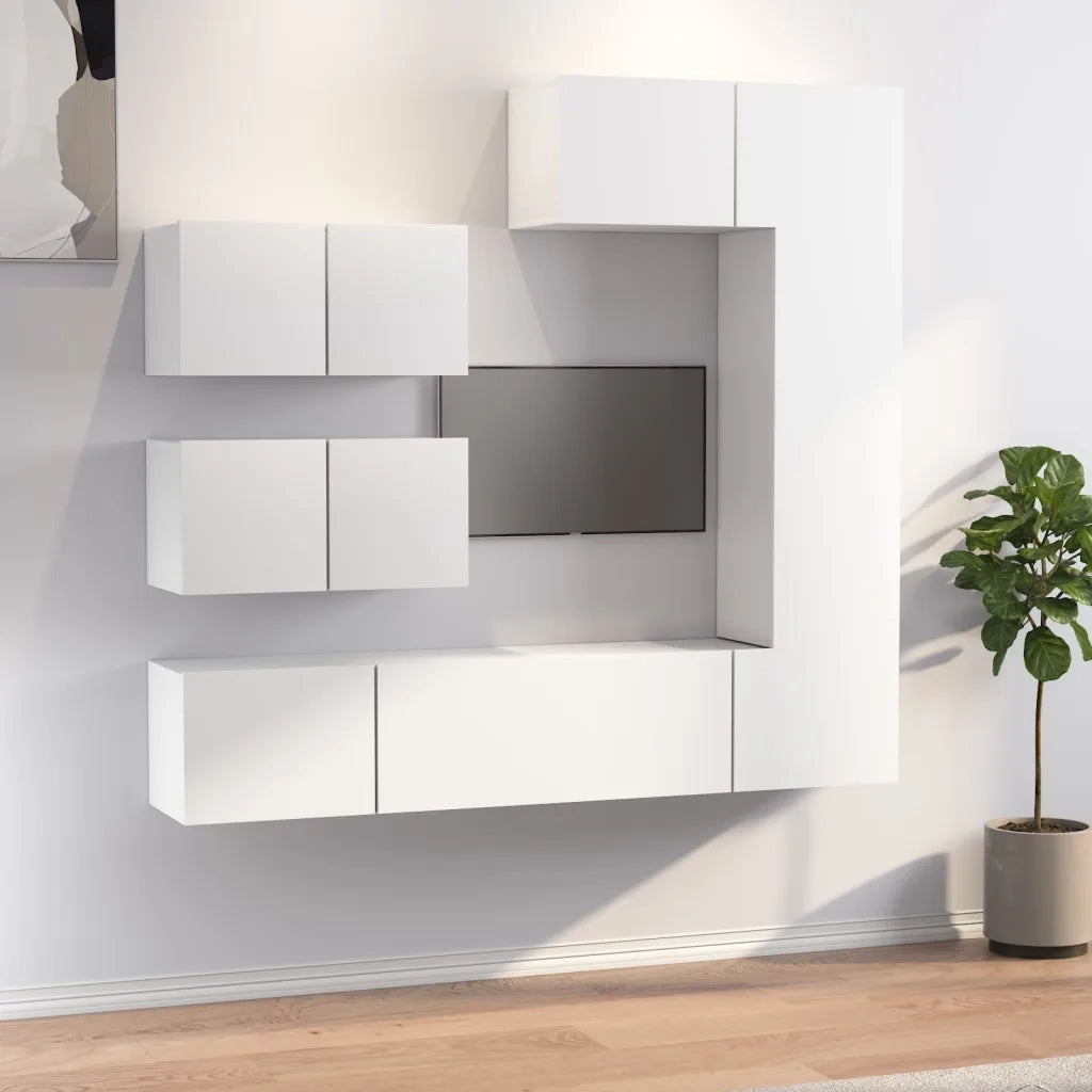 Set di Mobili Porta TV 6 pz | Armadietto TV | Mobile Porta TV Bianco in Legno Multistrato
