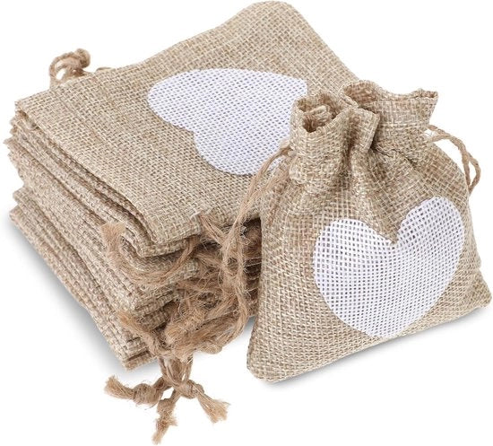 Set di 10 sacchetti in juta da riempire - 10 x 8 cm