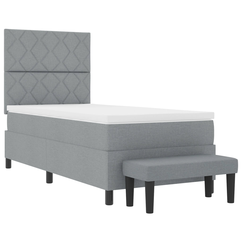 Letto con Rete a Molla con Materasso & Panchina Grigio Chiaro 100x200 cm Tessuto