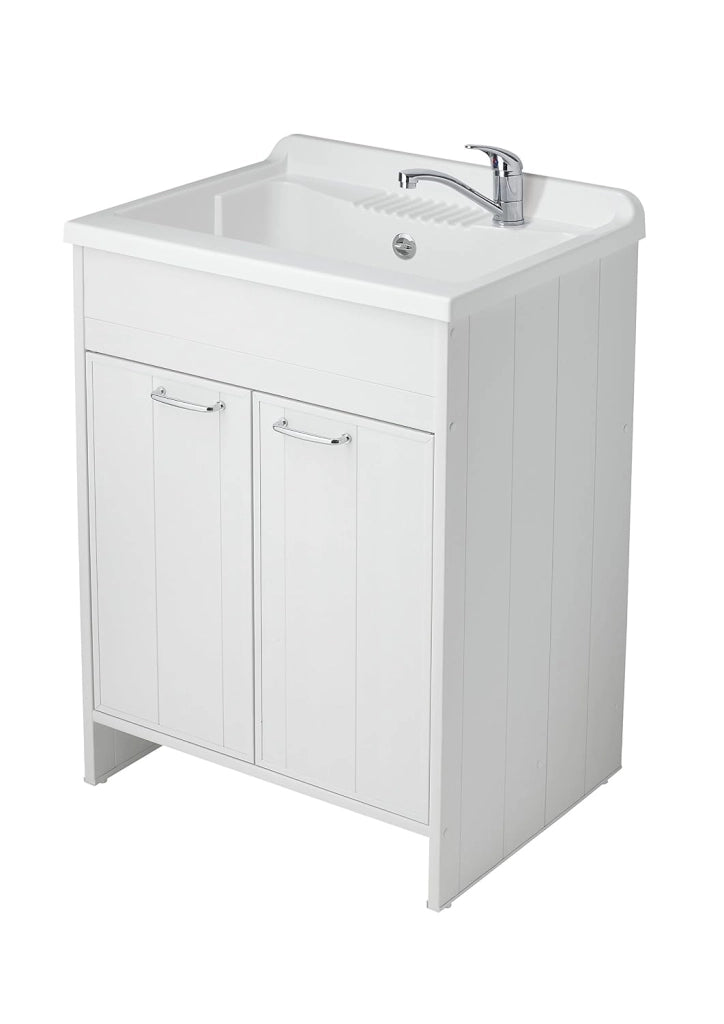 Negrari 9002K - Lavatoio Lavapanni con Mobile in PVC, Bianco satinato, 60 x 50 x 85 cm
