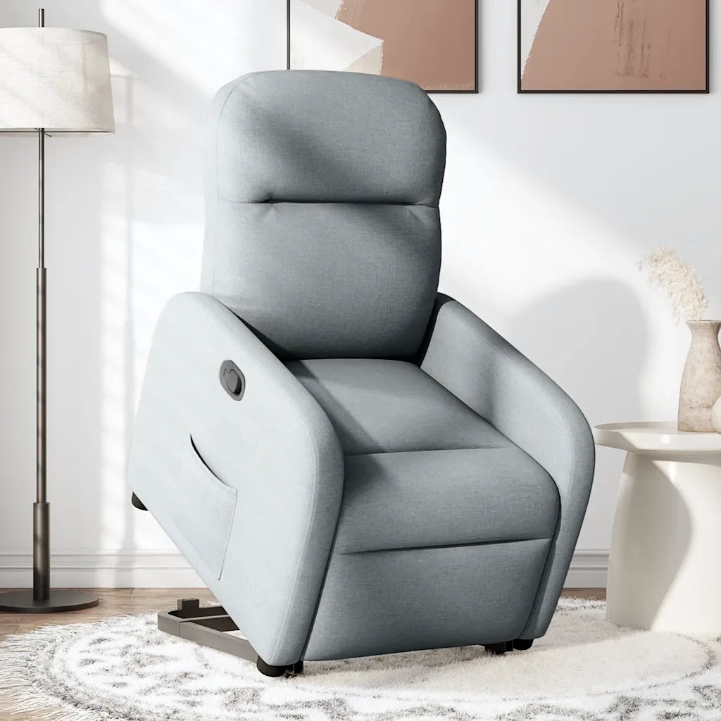 Poltrona | Sedia Relax Alzapersona Reclinabile Grigio Chiaro in Tessuto