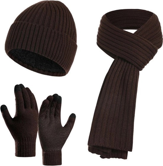 Set invernale unisex 3 pezzi con cappello, sciarpa e guanti touchscreen imbottiti, caldo e impermeabile per campeggio, escursioni, ciclismo, sci, caffè - 38*28*4