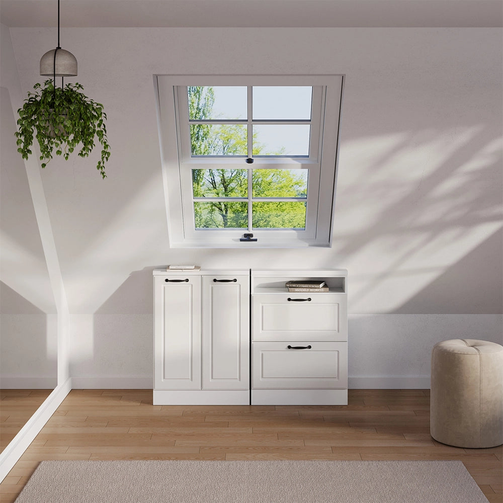 Set di mobili sottotetto Rion Bianco rustico/Bianco Set di 2 Vicco