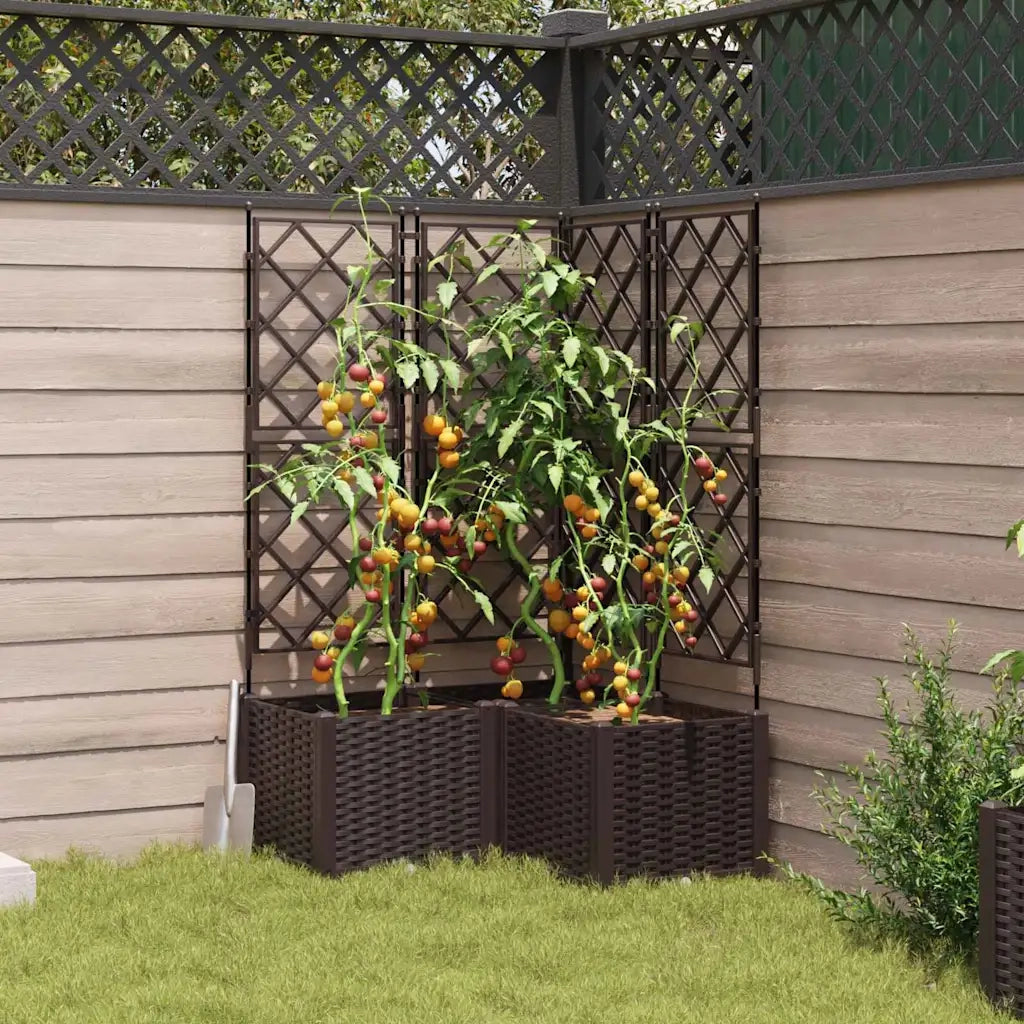 Vaso da giardino 3 pz-Set di 3 Fioriera da Esterno-Contenitore per Piante Marrone 80 x 80 x 143 cm Acciaio