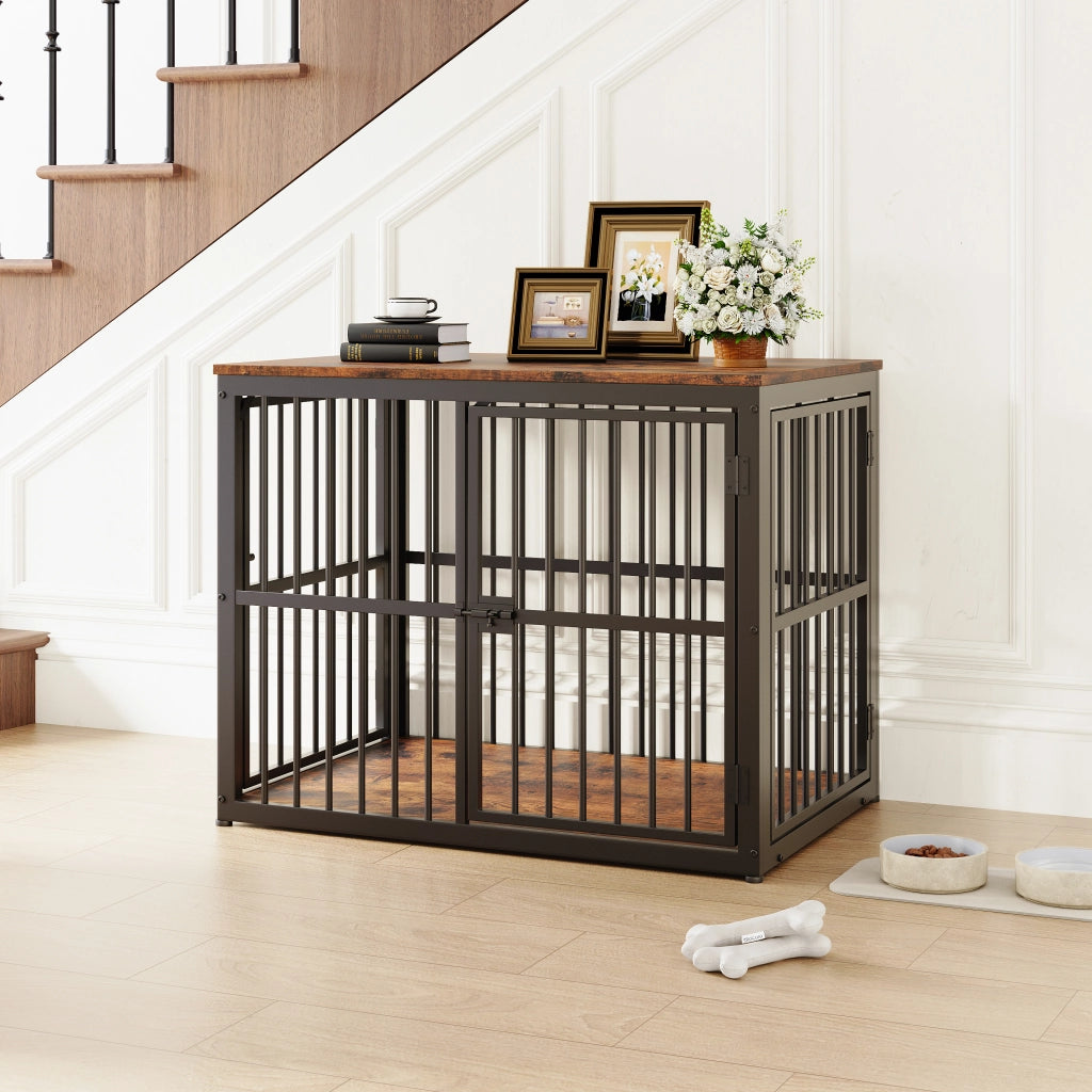 GABBIA CANE Arredo 84x56x66 cm 3 porte Nero/Marrone