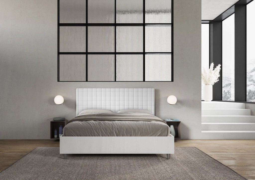 Letto Matrimoniale 160x190 cm con Rete Burmy Bianco