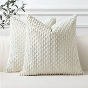 Set di 2 Copricuscini in Corduroy, Copricuscini Decorativi, Copricuscino morbido, Siercuscino, Copricuscino per divano, Copricuscino per stanza da letto, Copricuscino per soggiorno (bianco crema, 55 x 55 cm)
