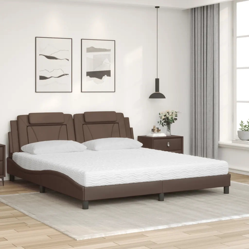 vidaXL Letto con Materasso Marrone 180x200cm in Similpelle