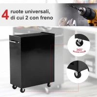 Carrello Porta Utensili Attrezzi Attrezzatura con Cassettiera Nero 61.5 x 33 x 82.5cm