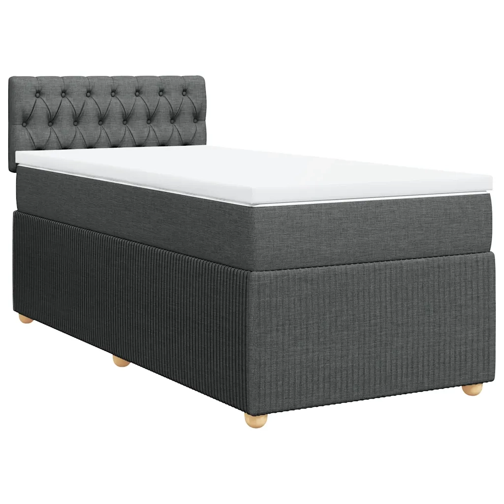 Giroletto a Molle con Materasso Grigio Scuro 80x200 cm Tessuto