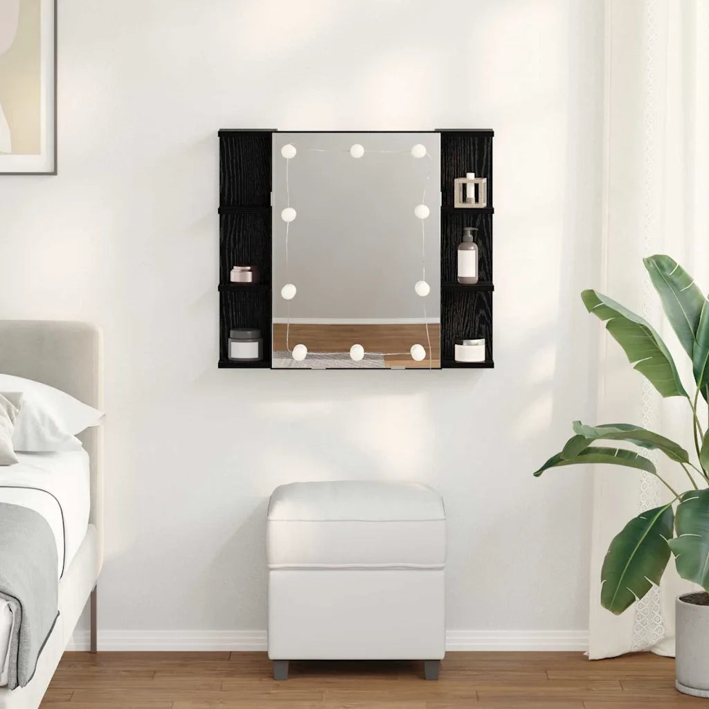 Mobiletto per specchio Rovere Nero 70 x 16,5 x 60 cm