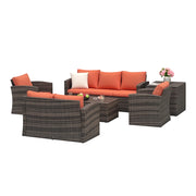 Set da Giardino 6 Pezzi in Rattan con Divani, Poltrone e Tavolino ¨C zephmum ¨C Marrone
