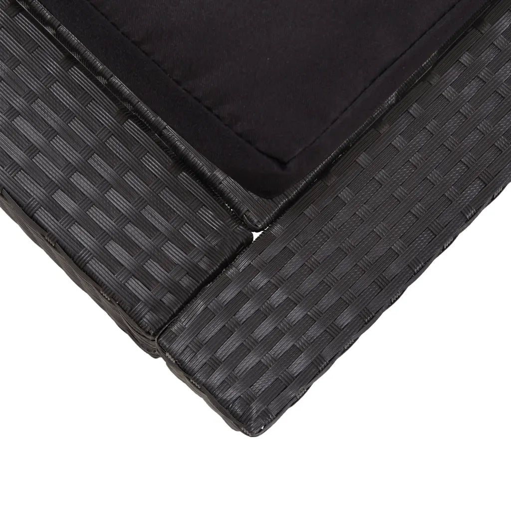 Lettino Prendisole a 2 Posti con Cuscino Nero in Polyrattan cod mxl 64370