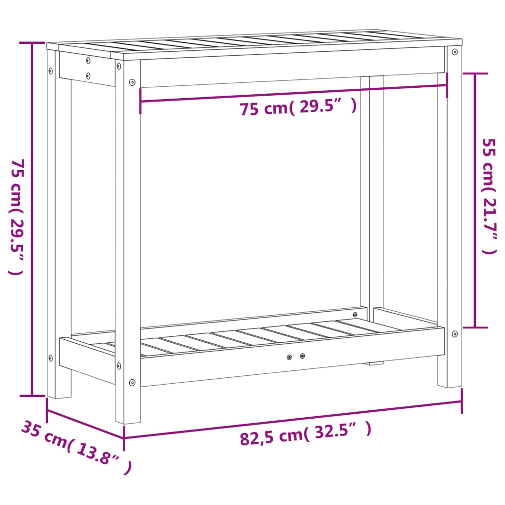 Tavolo Invasatura Ripiano Marrone Cera 82,5x35x75 Massello Pino CFW5063132