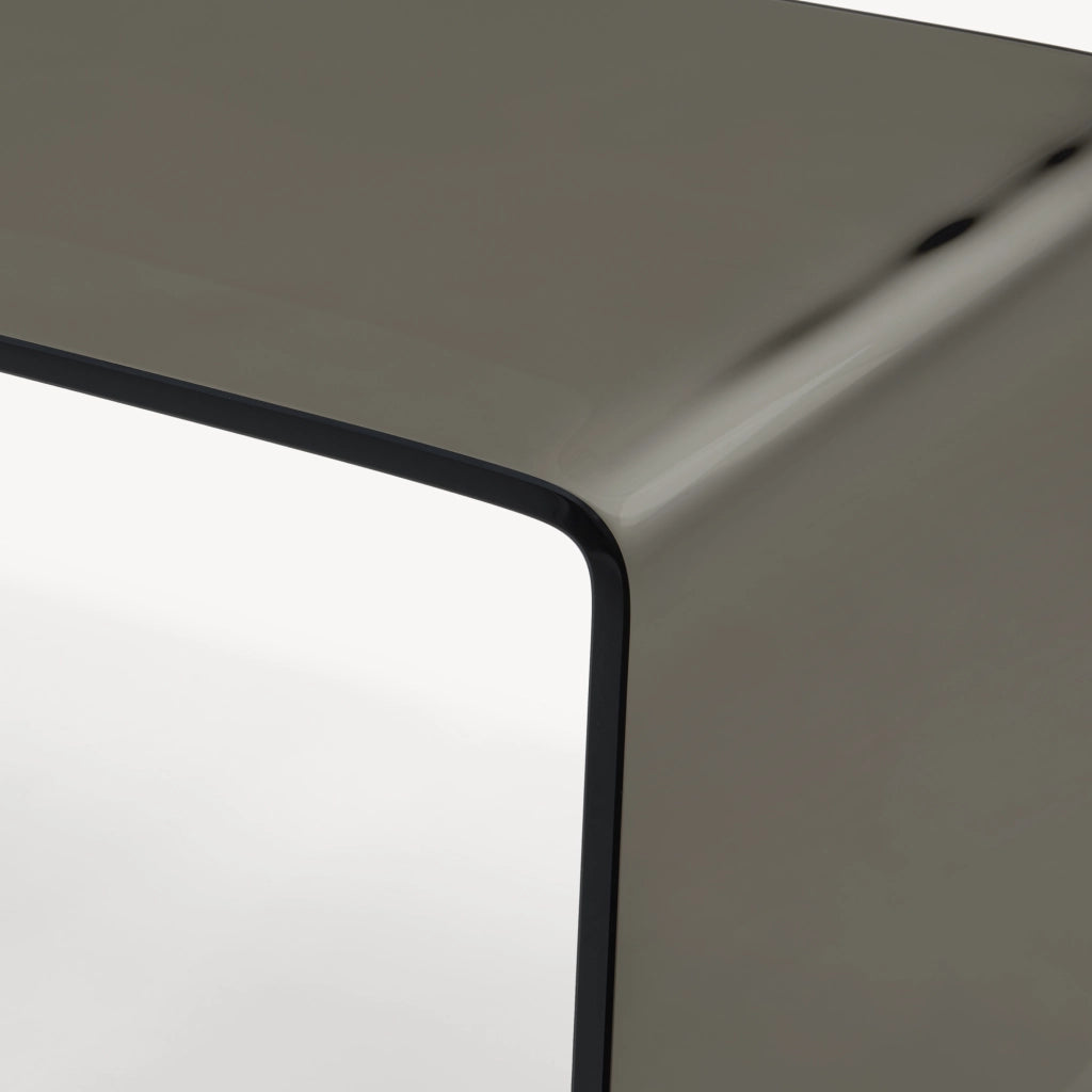 Set Kariengem di 2 Tavolini Sovrapponibili in Vetro - Grigio Scuro [en.casa]
