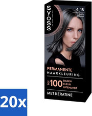 Colorazione 4-15 Chrome Spesso - Haar Colorante - Copertura Grigia - Riduzione Frantumazione Capelli - Confezione in Lotti - 20 pezzi