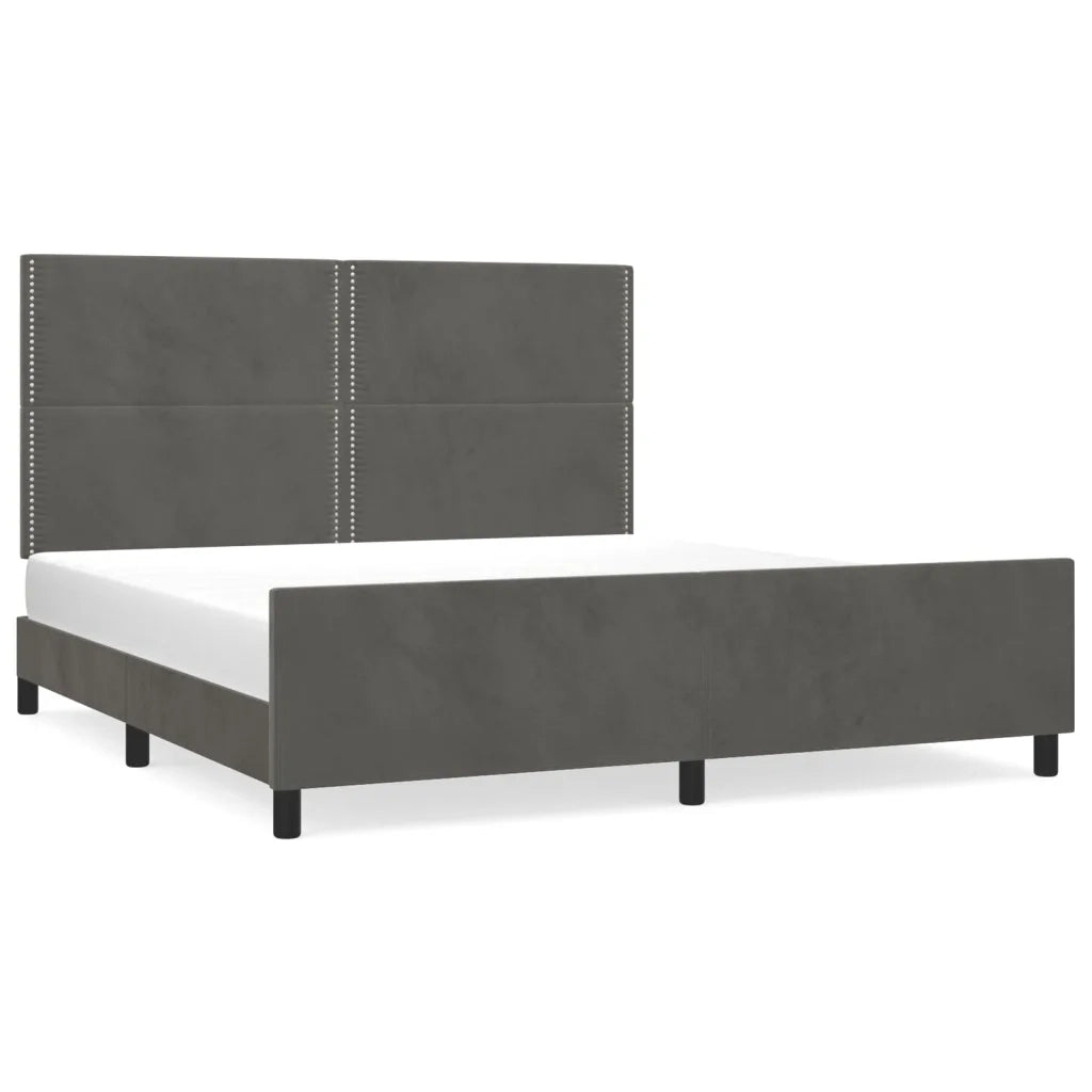 Giroletto senza Materasso-Struttura Letto Grigio Scuro 160x200 cm Velluto 585257
