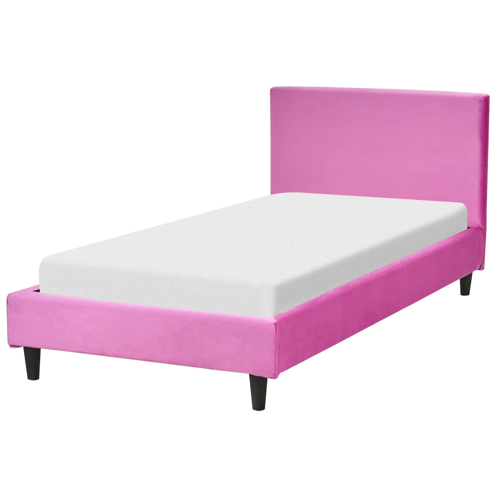 Letto singolo in Velluto fucsia con rete a doghe 90 x 200 cm stile contemporaneo