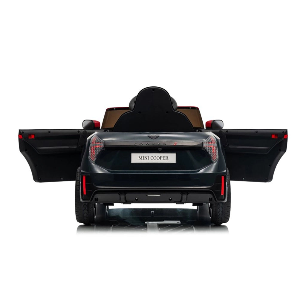 Macchina Elettrica per Bambini Licenza Ufficiale Mini Cooper S Cabrio 12V Sedili in Pelle e Telecomando Nero