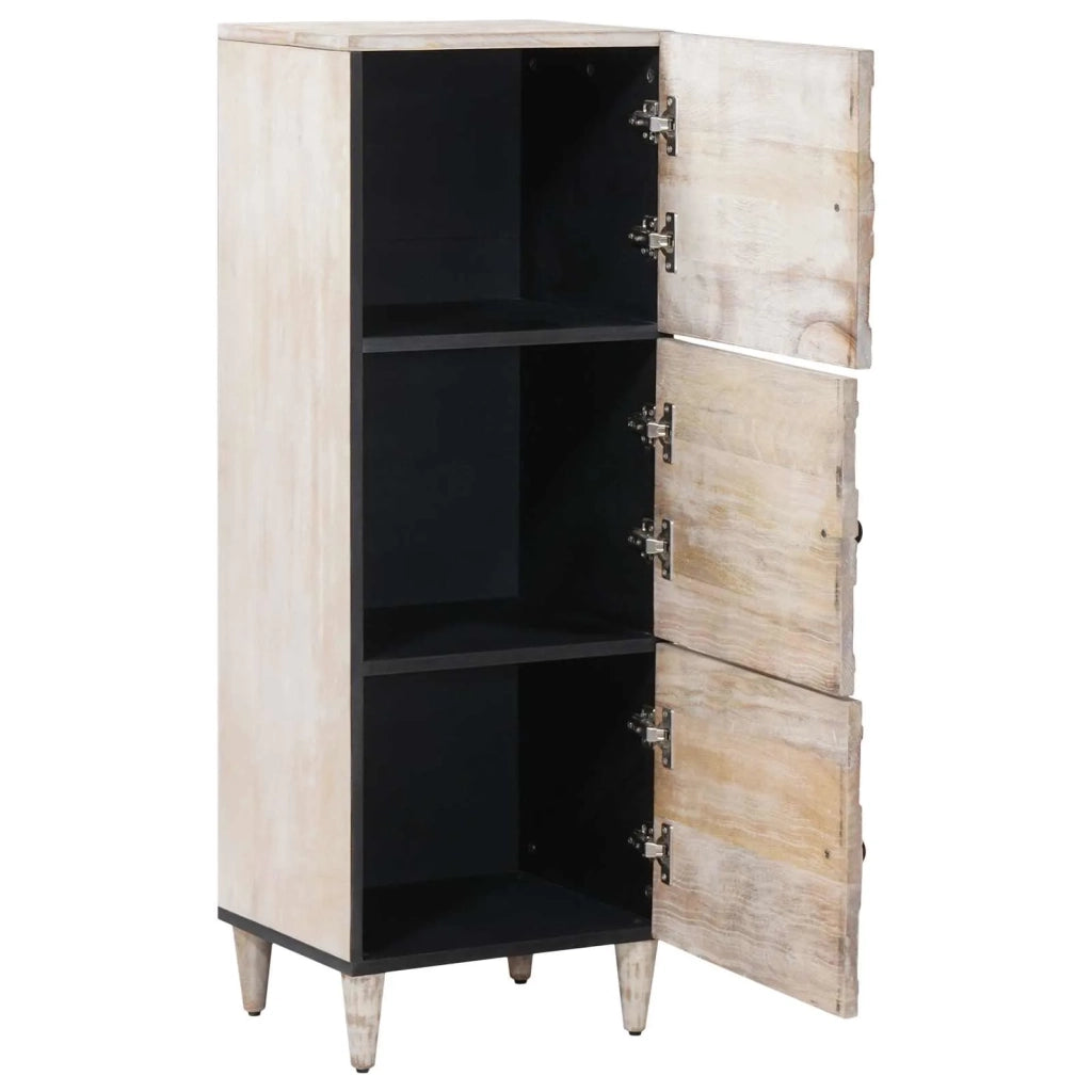Credenza | Mobile Alto Bianco 40 x 33,5 x 110 cm Legno di mango massello