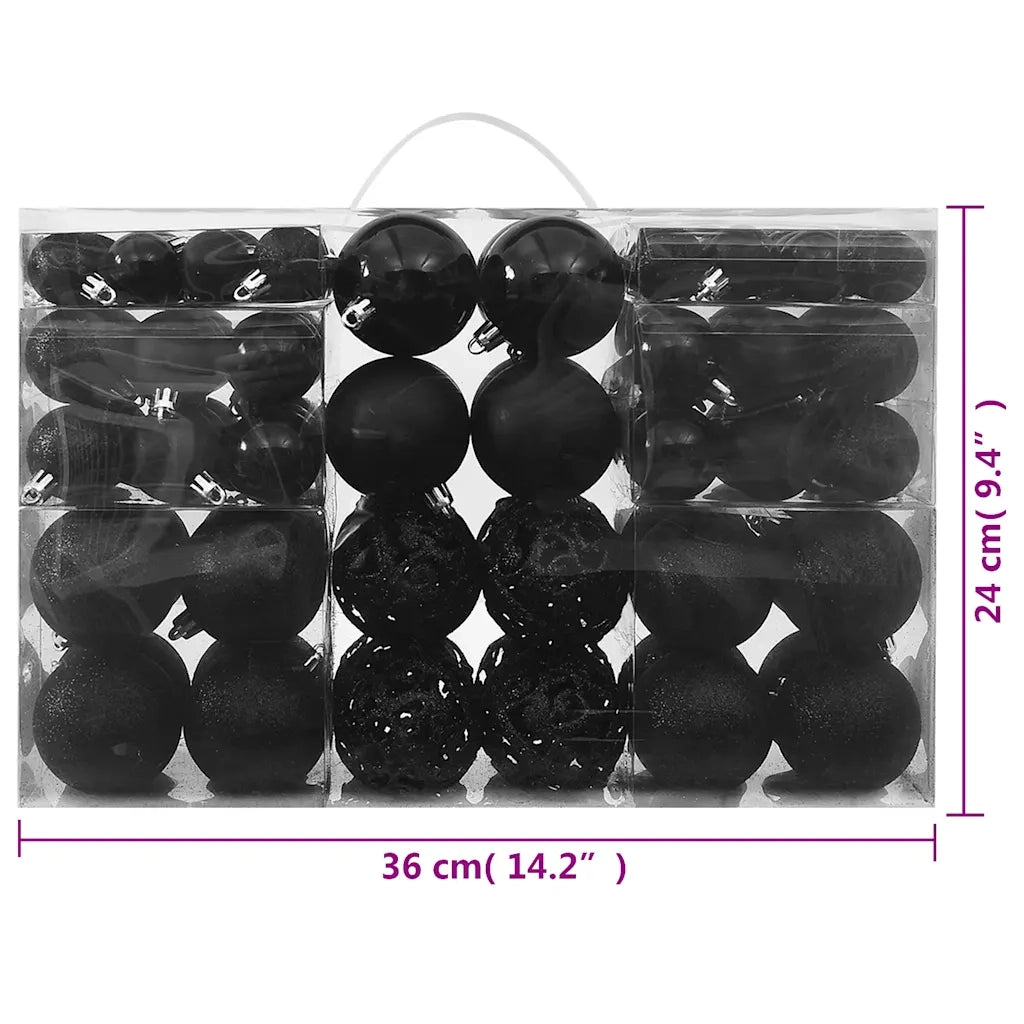 Set Palline di Natale 100 pz Nero CFW1931315