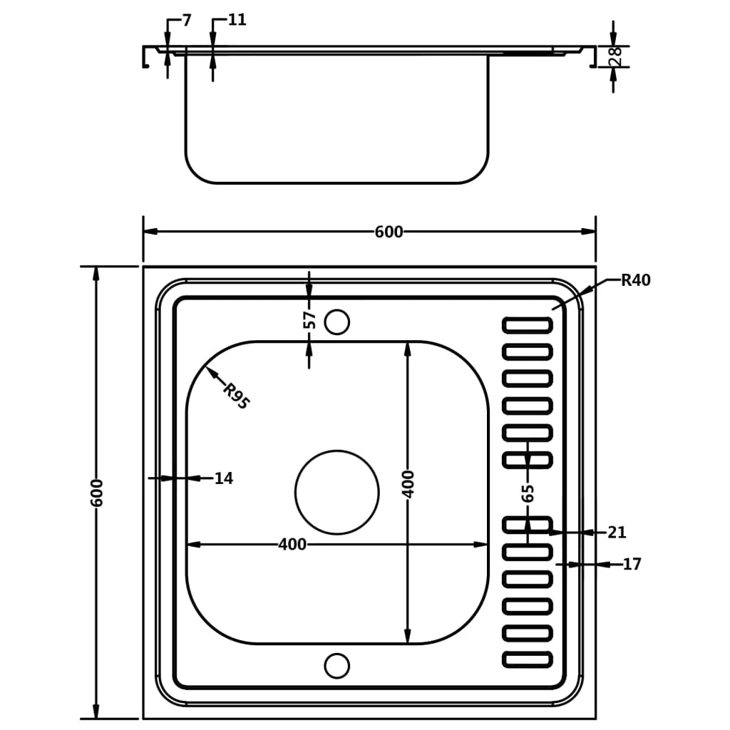 Set lavello e scolapiatti da cucina argento 60 x 60 cm acciaio inox 02_0002426